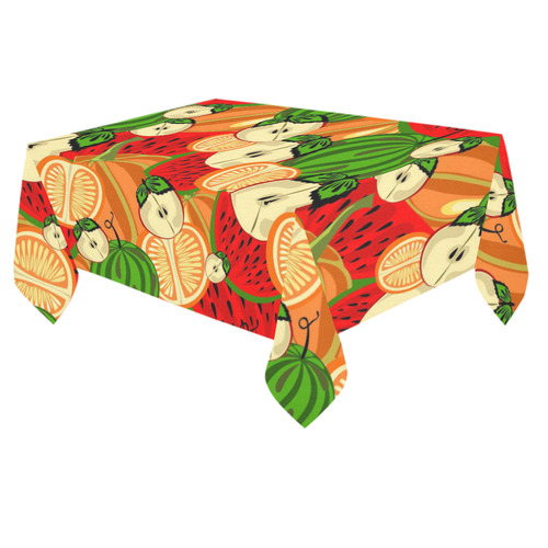 Colorful Fruit Pattern with Watermelon Cotton Linen Tablecloth 60"x 84"