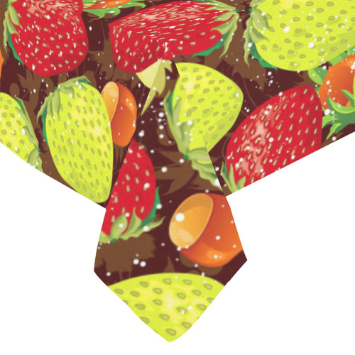 Strawberries Fruit Vegetable Pattern Cotton Linen Tablecloth 60"x 84"