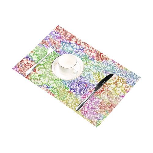 India Paisley Pattern - light watercolor grunge Placemat 12''x18''