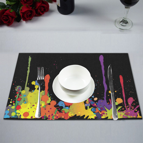 Crazy multicolored running SPLASHES Placemat 12''x18''