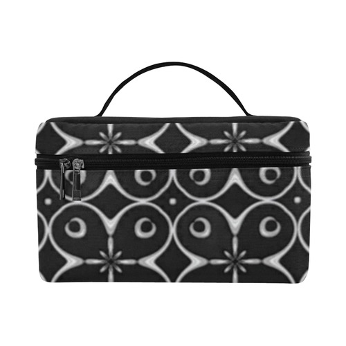 Black and Gray Abstract Cosmetic Bag/Large (Model 1658)