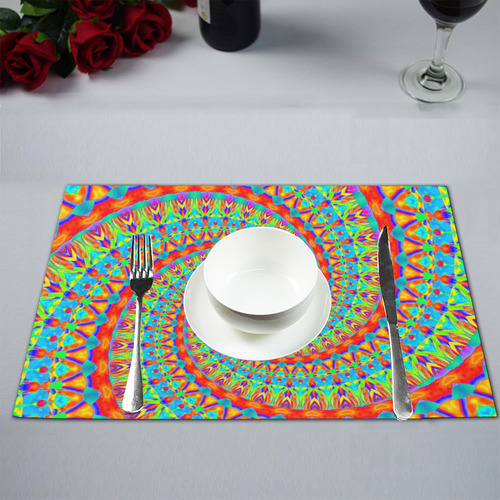 FLOWER POWER SPIRAL multicolored Placemat 12''x18''