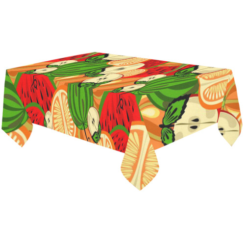 Colorful Fruit Pattern with Watermelon Cotton Linen Tablecloth 60"x120"