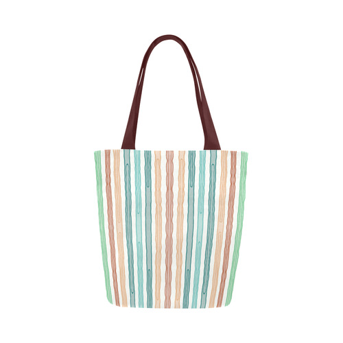 Fun decorative pastel lines, green blue orange red Canvas Tote Bag (Model 1657)