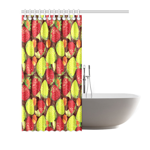 Strawberries Fruit Vegetable Pattern Shower Curtain 72"x72"