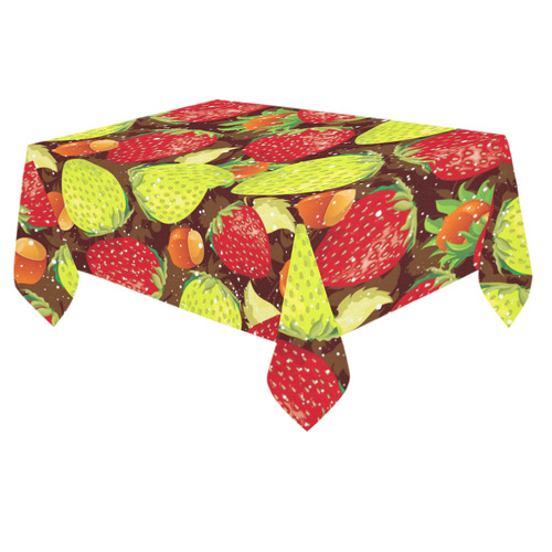 Strawberries Fruit Vegetable Pattern Cotton Linen Tablecloth 60"x 84"