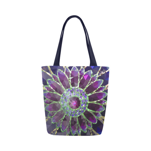 Purple Mosaic Flower Canvas Tote Bag (Model 1657)