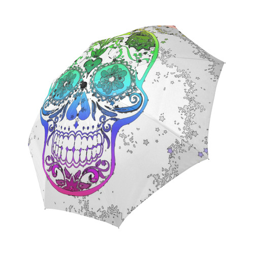 psychedelic Pop Skull 317E by JamColors Auto-Foldable Umbrella (Model U04)