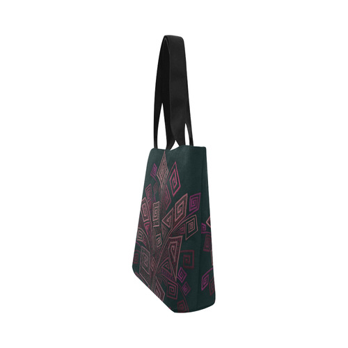 Psychedelic 3D Square Spirals - pink and orange Canvas Tote Bag (Model 1657)