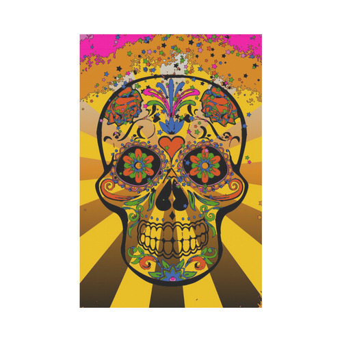 psychedelic Pop Skull 317A by JamColors Garden Flag 12‘’x18‘’（Without Flagpole）