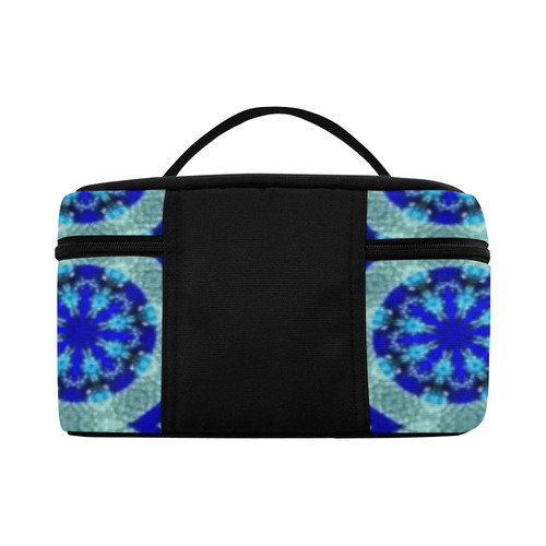 Teal Blue Geometric Cosmetic Bag/Large (Model 1658)