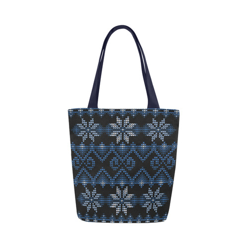 Ugly Christmas Sweater Faux Knit blue, Christmas Canvas Tote Bag (Model 1657)