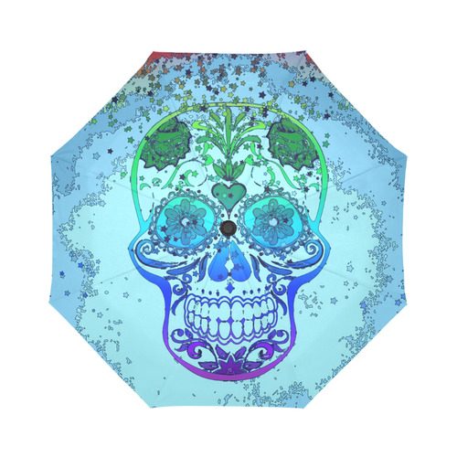psychedelic Pop Skull 317D by JamColors Auto-Foldable Umbrella (Model U04)