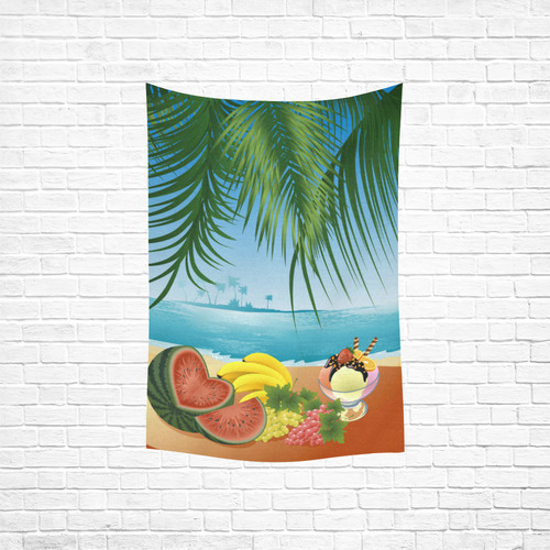 Fruit Ice Cream Tropical Beach Cotton Linen Wall Tapestry 40"x 60"