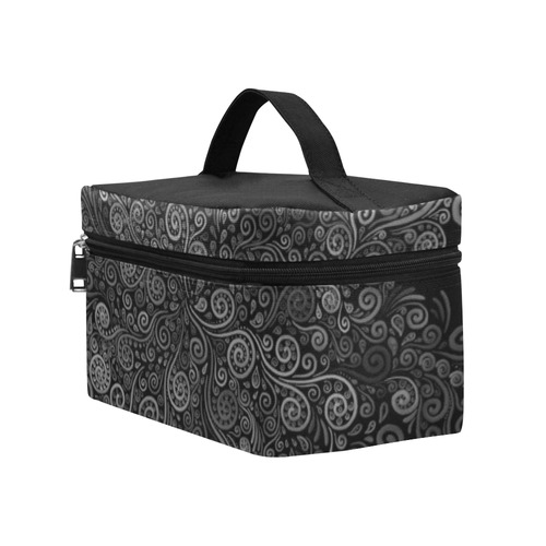 3D Black and White Rose Cosmetic Bag/Large (Model 1658)