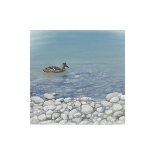 Swimming Duck, watercolor bird Canvas Tote Bag (Model 1657)
