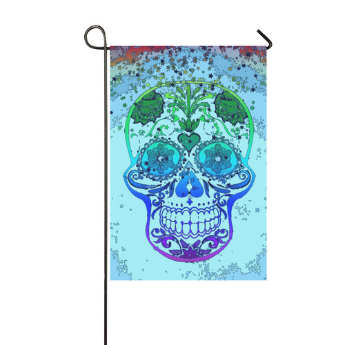 psychedelic Pop Skull 317D by JamColors Garden Flag 12‘’x18‘’（Without Flagpole）