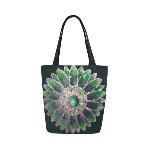 Green Mosaic Flower Canvas Tote Bag (Model 1657)