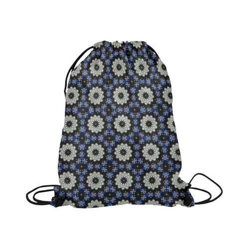 Blue and Black Geometric Large Drawstring Bag Model 1604 (Twin Sides)  16.5"(W) * 19.3"(H)