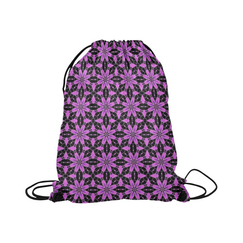 Sexy Black and Purple Lace Large Drawstring Bag Model 1604 (Twin Sides)  16.5"(W) * 19.3"(H)