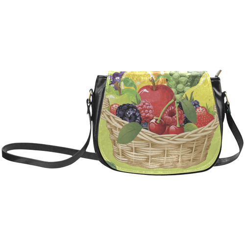 Fruit Basket Cherry Berry Apple Grapes Pear Classic Saddle Bag/Small (Model 1648)