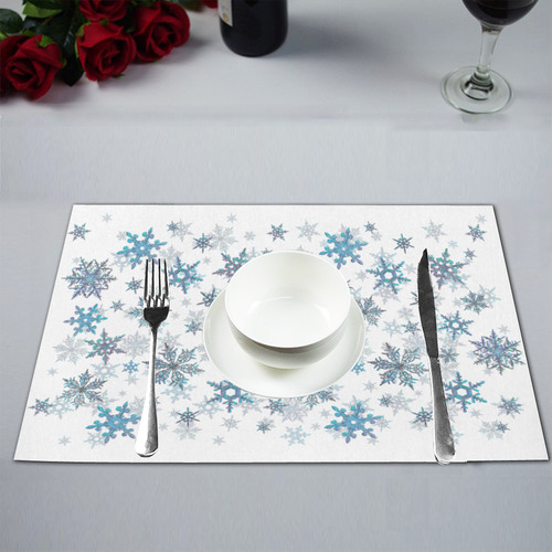 Snowflakes, Blue snow, Christmas Placemat 12’’ x 18’’ (Set of 4)