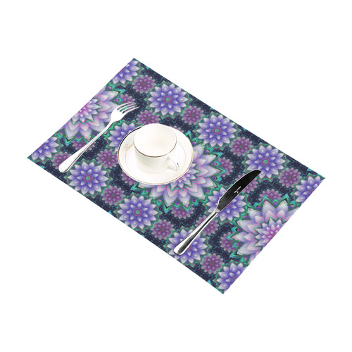 Lotus Flower Ornament - Purple and green Placemat 12’’ x 18’’ (Four Pieces)