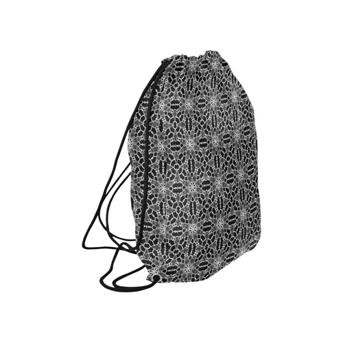 Sexy Black and White Lace Large Drawstring Bag Model 1604 (Twin Sides)  16.5"(W) * 19.3"(H)