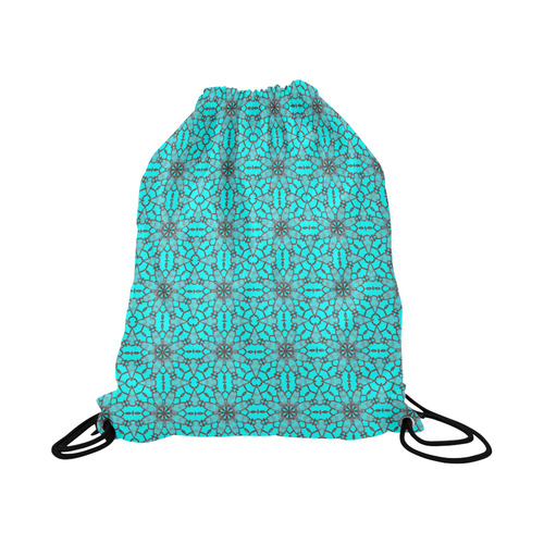 Sexy Teal and Black Lace Large Drawstring Bag Model 1604 (Twin Sides)  16.5"(W) * 19.3"(H)