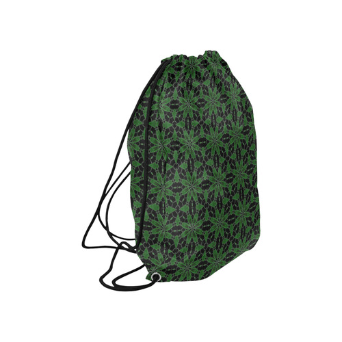 Sexy Black and Green Lace Large Drawstring Bag Model 1604 (Twin Sides)  16.5"(W) * 19.3"(H)