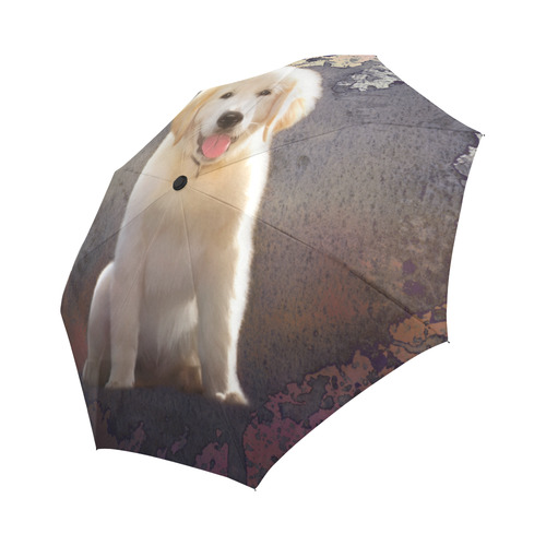 A cute painting golden retriever puppy Auto-Foldable Umbrella (Model U04)