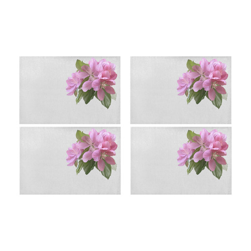 Pink Blossom Branch, , floral watercolor Placemat 12’’ x 18’’ (Four Pieces)