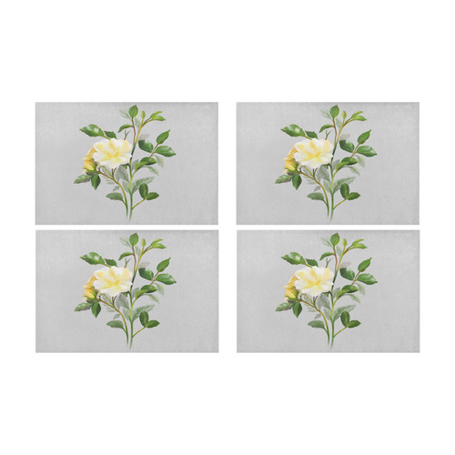 Yellow Rose, floral watercolor Placemat 12’’ x 18’’ (Set of 4)