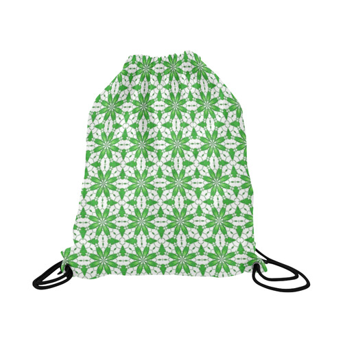 Sexy Green and White Lace Large Drawstring Bag Model 1604 (Twin Sides)  16.5"(W) * 19.3"(H)