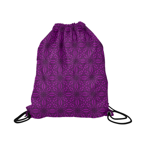 Sexy Purple and Black Lace Large Drawstring Bag Model 1604 (Twin Sides)  16.5"(W) * 19.3"(H)
