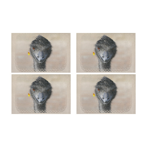 Happy Emu with Flower, photo Placemat 12’’ x 18’’ (Set of 4)