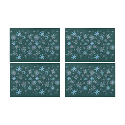 Snowflakes, Blue snow, Christmas Placemat 12’’ x 18’’ (Set of 4)