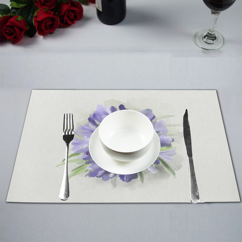 Delicate floral watercolor Purple, green Flower Placemat 12’’ x 18’’ (Set of 4)