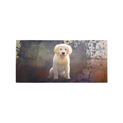 A cute painting golden retriever puppy Area Rug 7'x3'3''