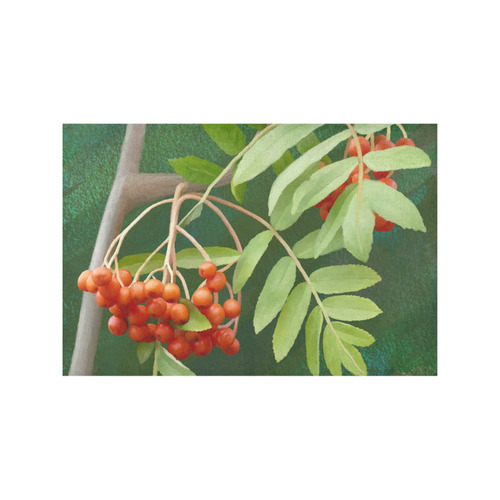 Plant Watercolor Rowan tree - Sorbus aucuparia Placemat 12’’ x 18’’ (Four Pieces)