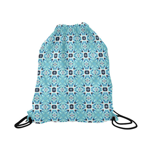 Blue Abstract Large Drawstring Bag Model 1604 (Twin Sides)  16.5"(W) * 19.3"(H)