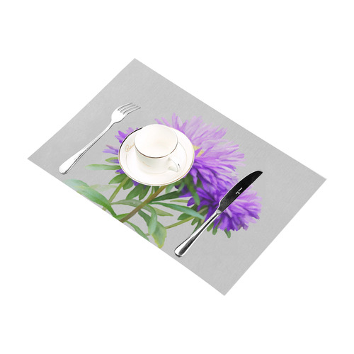 Purple Garden Flowers, floral watercolor Placemat 12’’ x 18’’ (Set of 4)