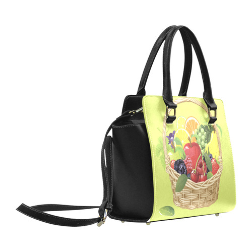 Fruit Basket Cherry Berry Apple Green Grapes Classic Shoulder Handbag (Model 1653)