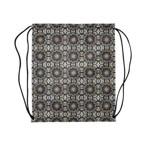 Black Geometric Large Drawstring Bag Model 1604 (Twin Sides)  16.5"(W) * 19.3"(H)