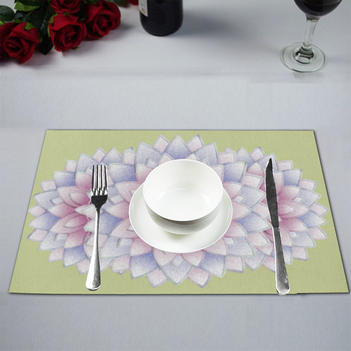 ornament pink, blue, floral pattern Placemat 12’’ x 18’’ (Set of 4)