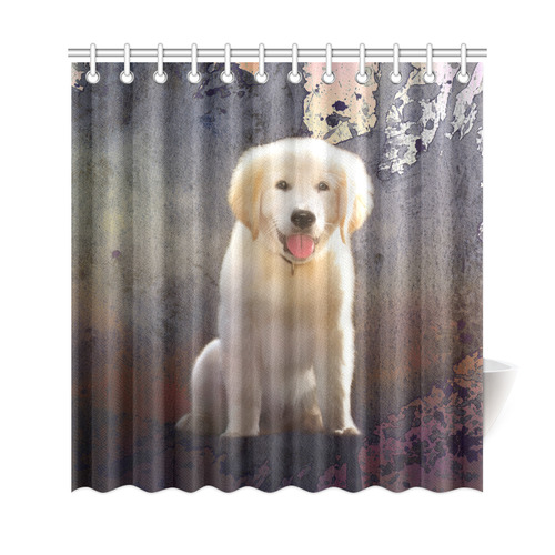 A cute painting golden retriever puppy Shower Curtain 69"x72"