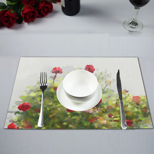 Red Roses , floral watercolor Placemat 12’’ x 18’’ (Set of 4)