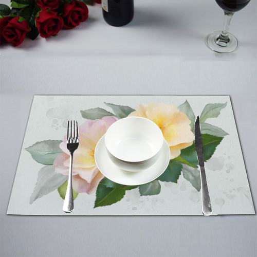 Wild Roses, floral watercolor Placemat 12’’ x 18’’ (Four Pieces)