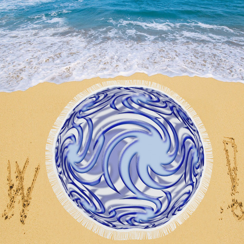 3-D Blue Ball Circular Beach Shawl 59"x 59"