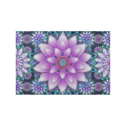 Lotus Flower Ornament - Purple and turquoise Placemat 12’’ x 18’’ (Set of 4)